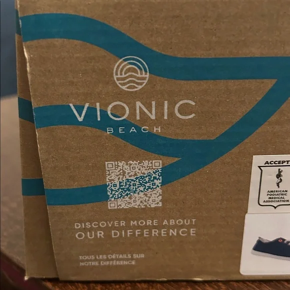 Vionic Navy Pismo Canvas Sneakers with Orange Accents - Picture 2 of 5